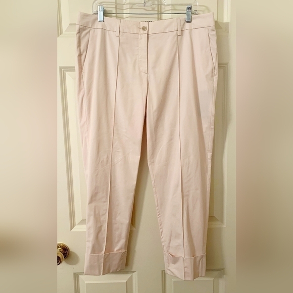 Luisa Cerano Straight-leg Flare Luxury Pale Pink Trousers Sz 42 (12) NWT - Picture 2 of 5